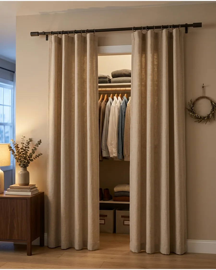 38. Curtains Mounted Outside the Closet Frame
