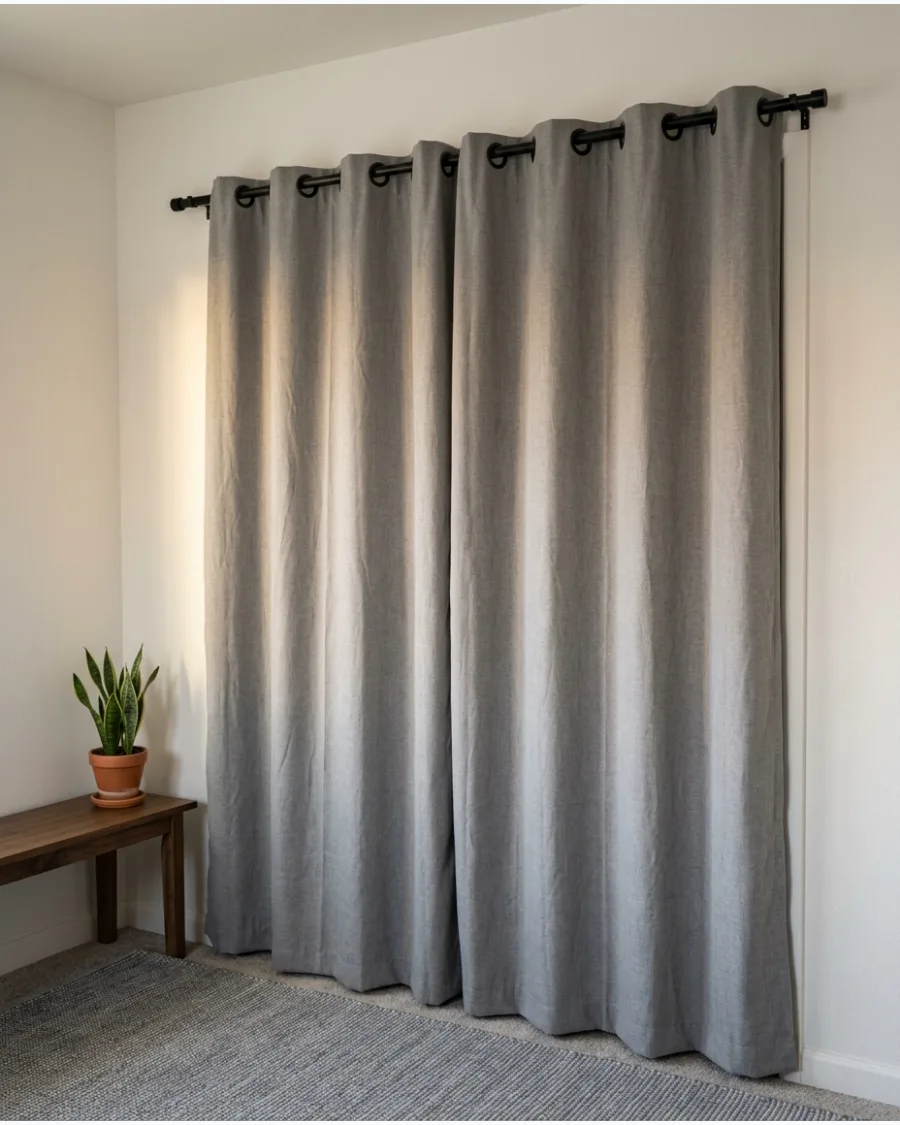 4. Soft Gray Closet Curtain Panels