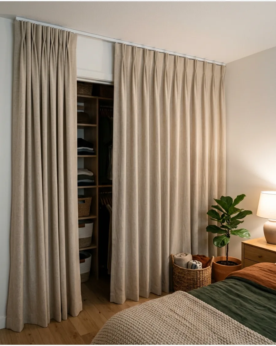 50. Custom Pleated Closet Drapes