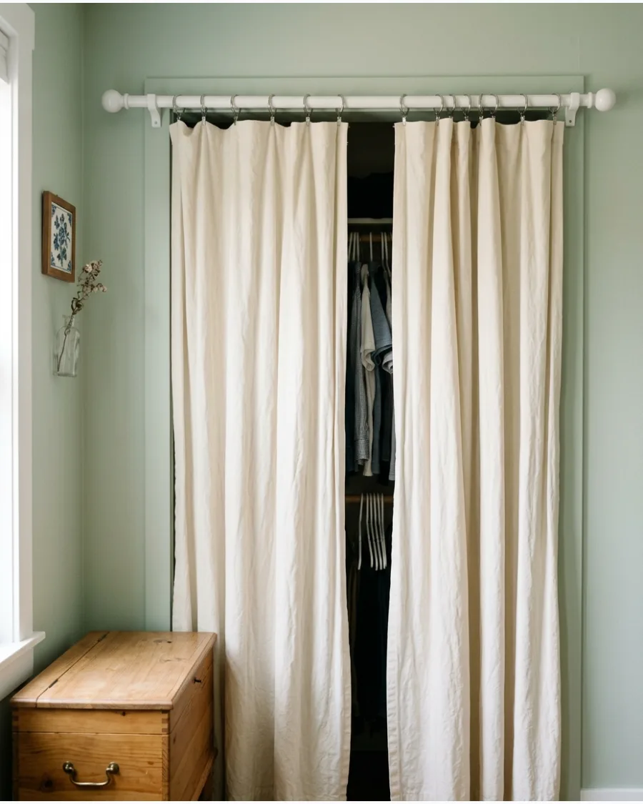 6. Cream Cotton Closet Curtains