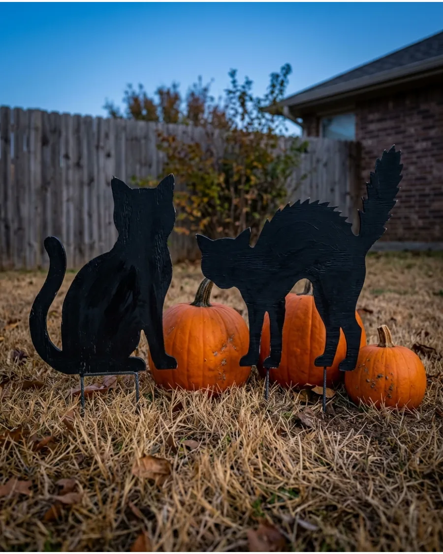 23. Black Cat Lawn Silhouettes