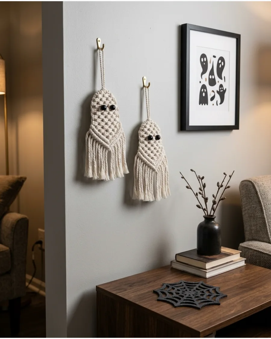 34. Macramé Rope Ghosts