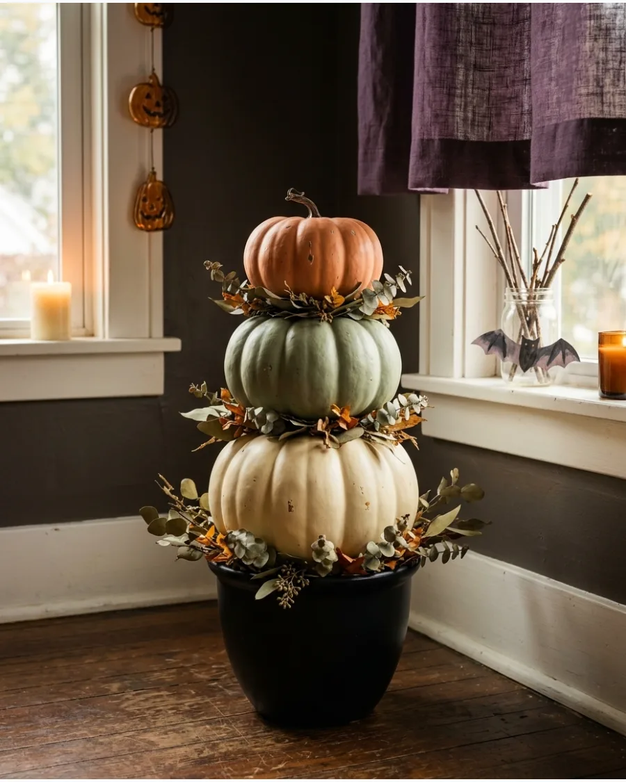 64. Stacked Pumpkin Topiary