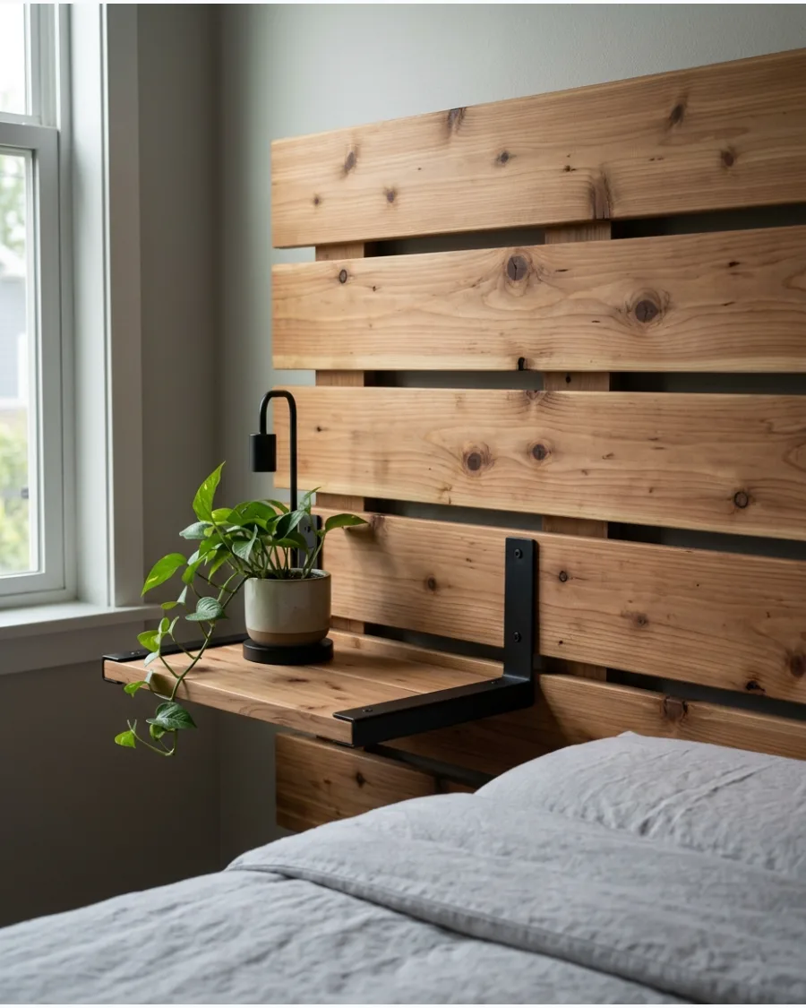 12. Horizontal Wood Slat Headboard