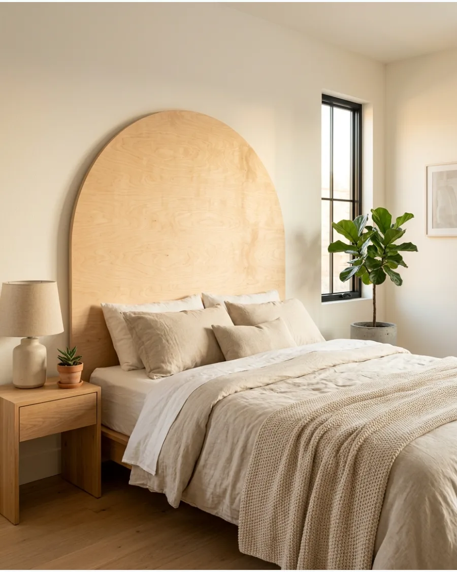 13. Arched Plywood Headboard