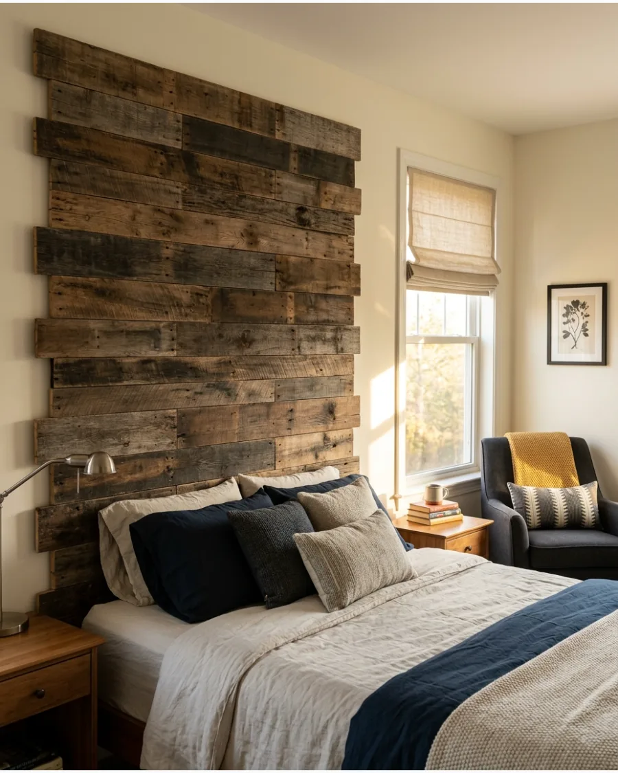 15. Reclaimed Plank Headboard