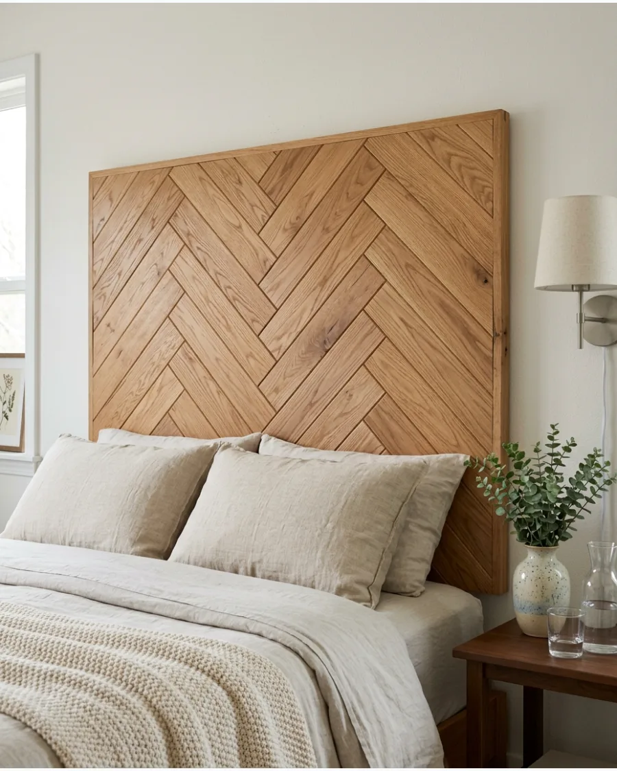 16. Herringbone Wood Headboard