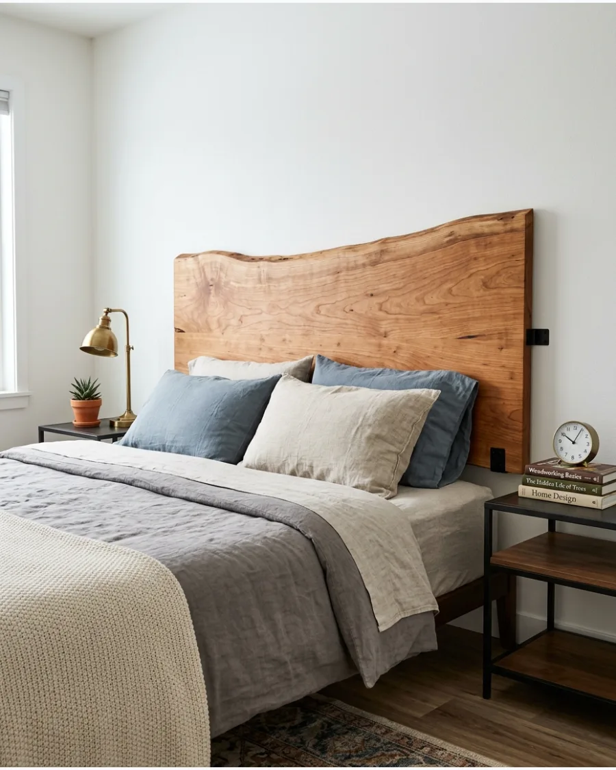18. Live-Edge Wood Headboard