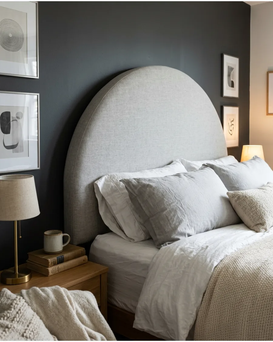2. Curved Upholstered Headboard