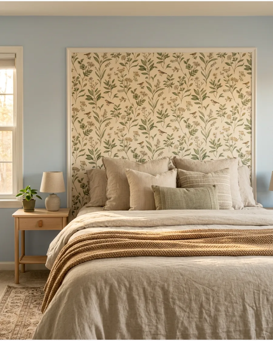 30. Wallpaper Panel Headboard