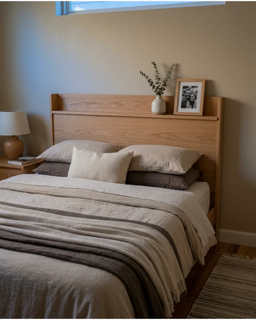 42. Headboard With a Display Shelf