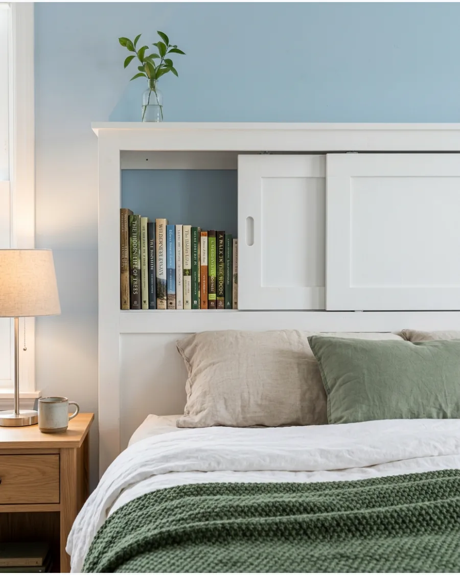 45. Storage Headboard With Sliding Panels