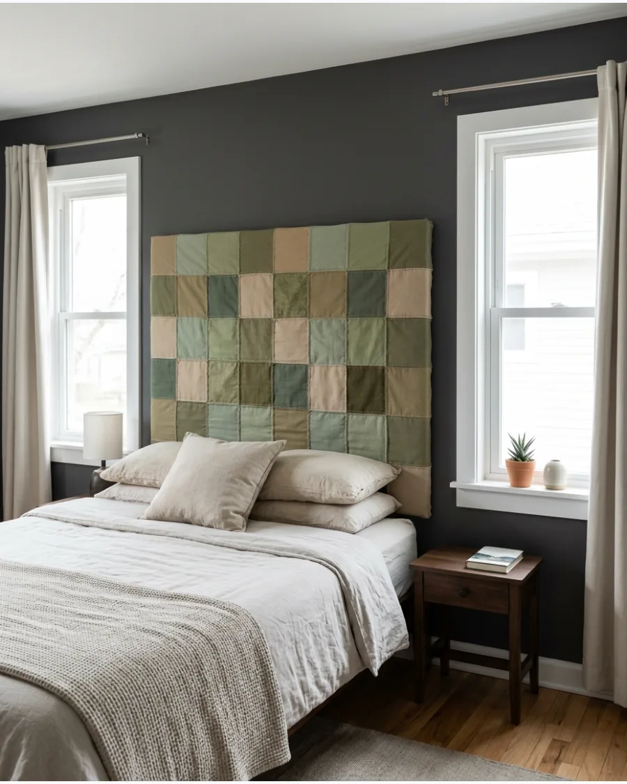 8. Patchwork Fabric Headboard