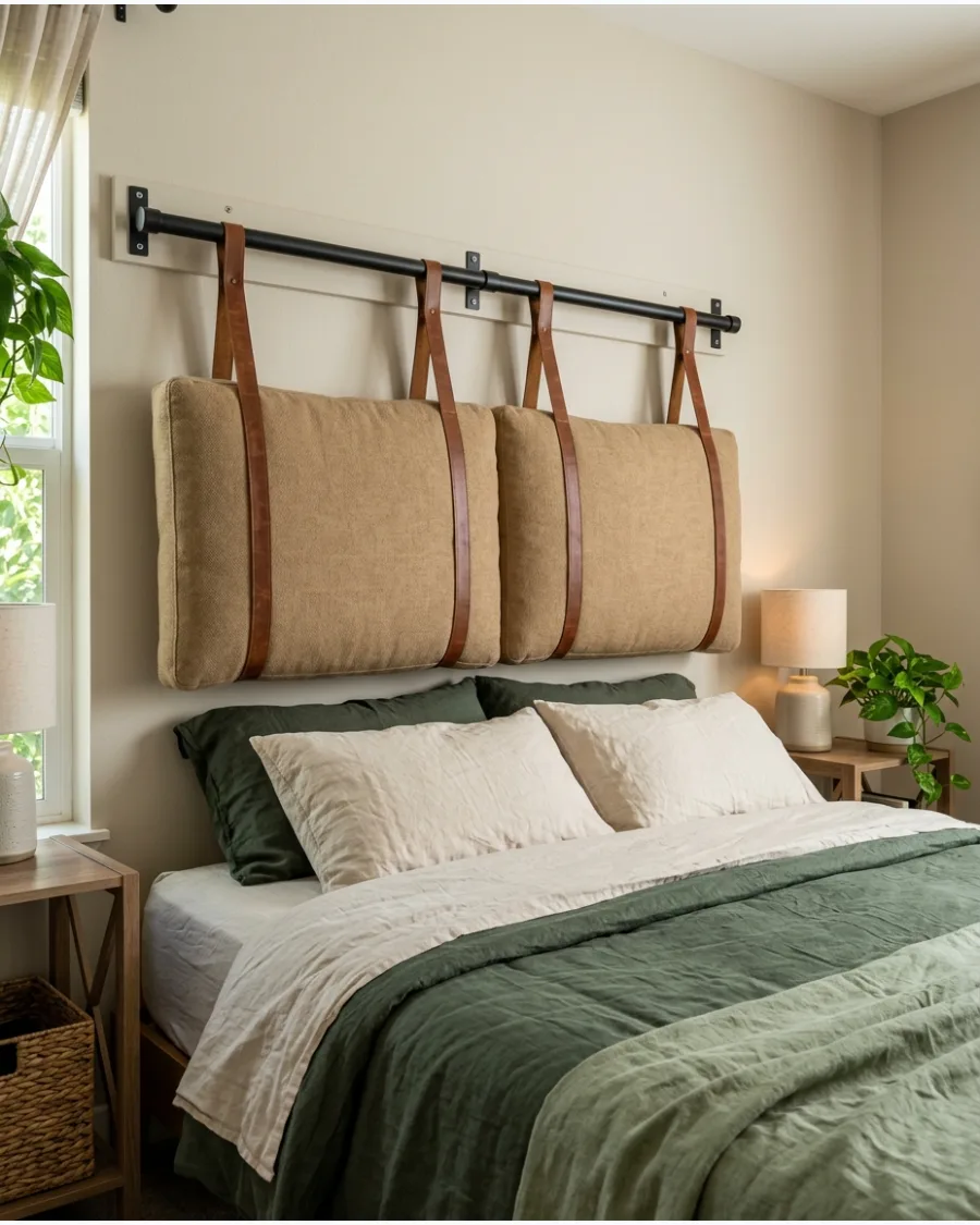 9. Hanging Cushion Headboard