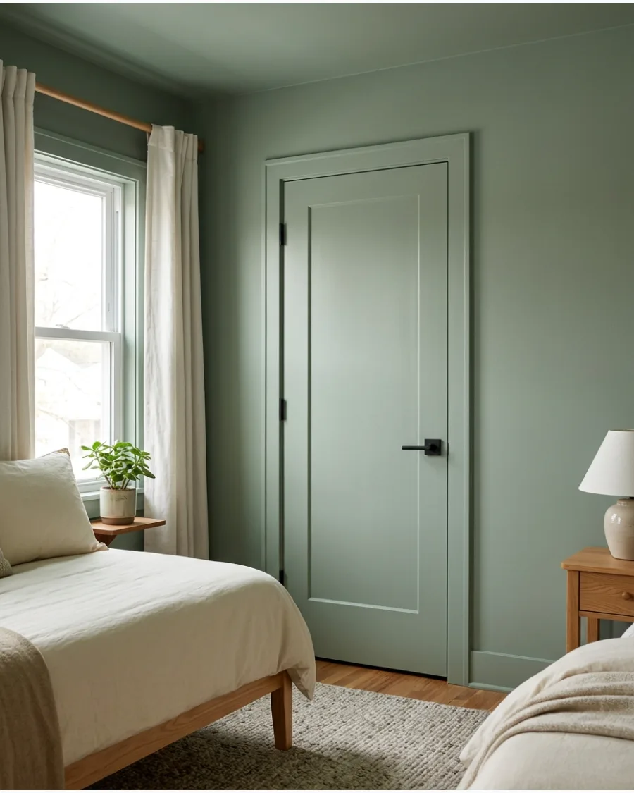 28. Color-Drenched Bedroom Door