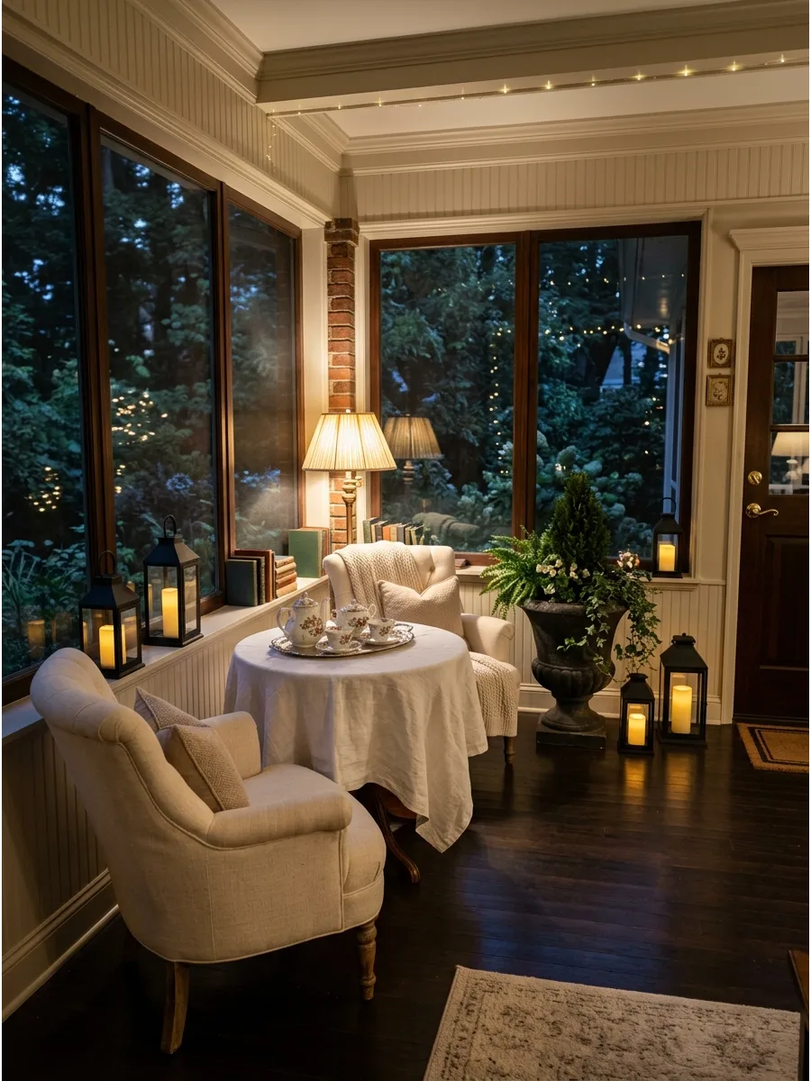 43. Create an Enclosed Porch Tea Room