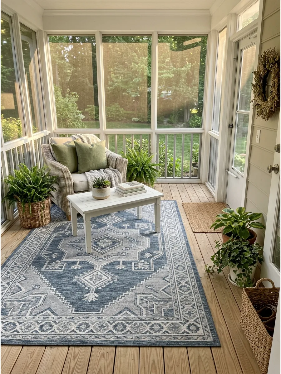 53. Layer a Large Rug Over the Floor