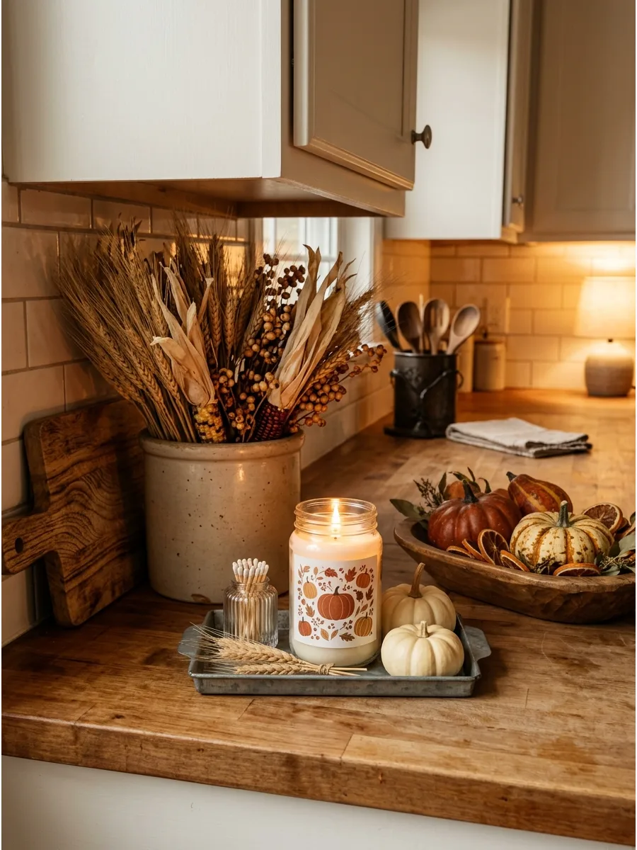 20. Pumpkin Spice Candle Vignette