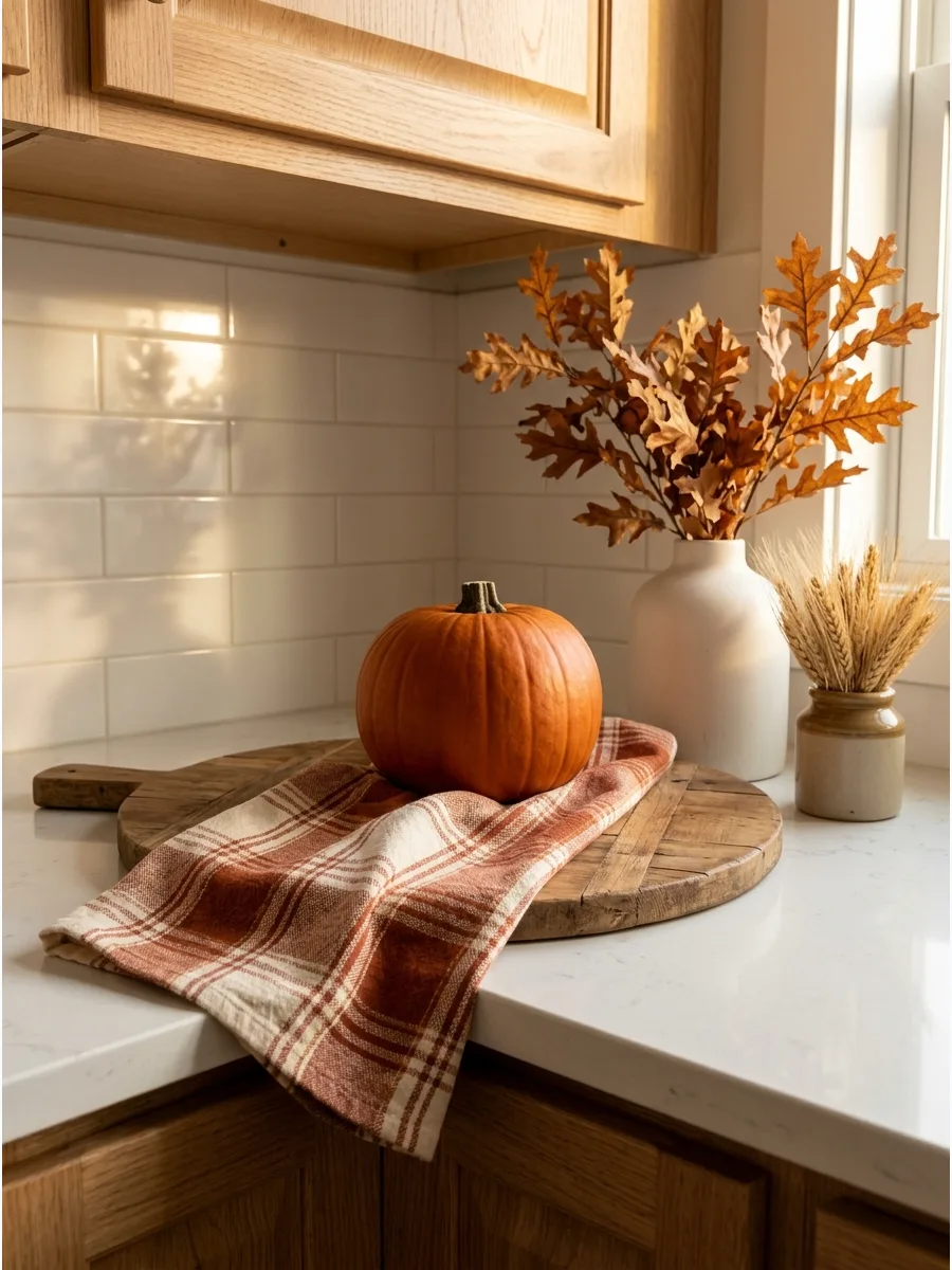 29. Plaid Towel Pumpkin Pairing
