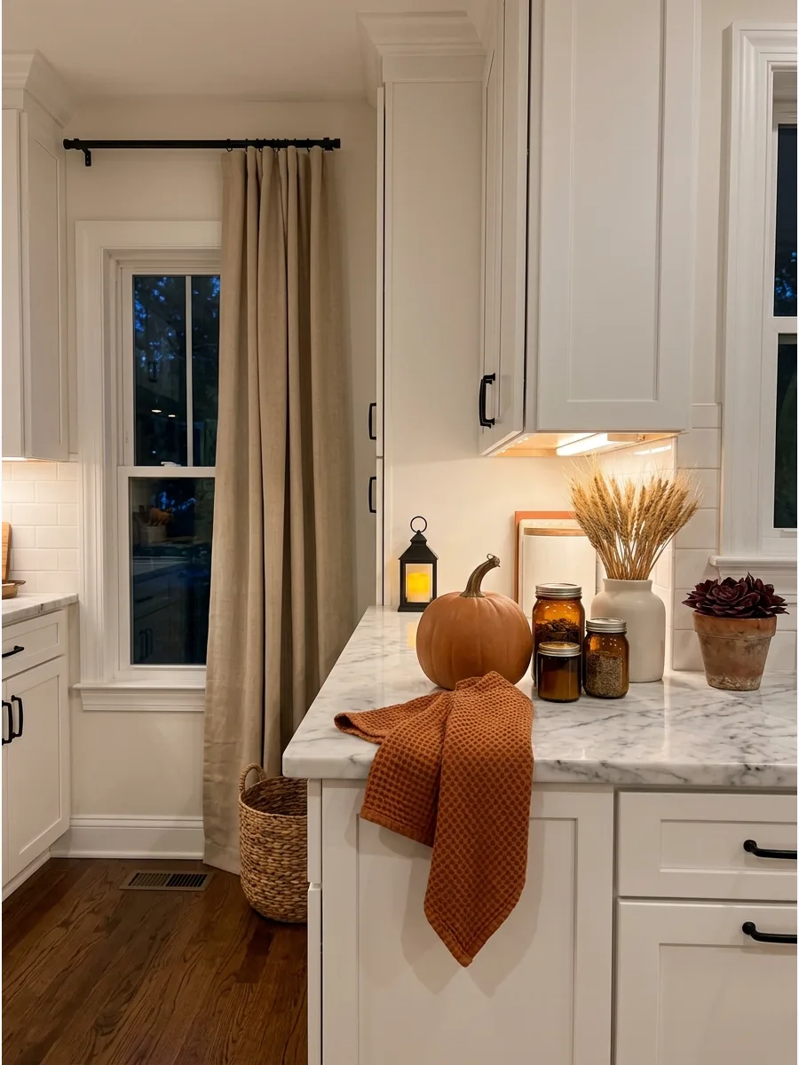 37. White Kitchen Burnt Orange Accents