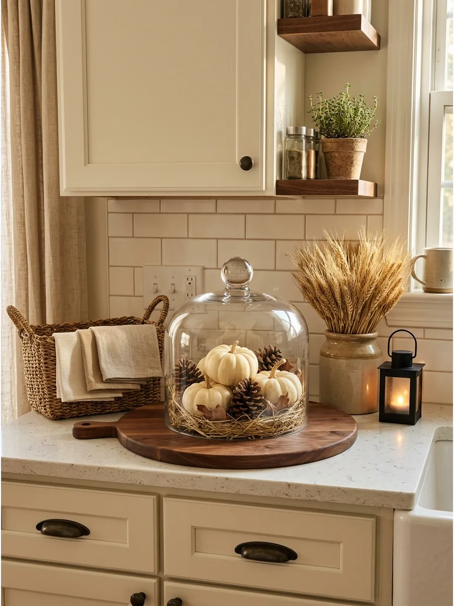 47. Glass Cloche Pumpkin Display