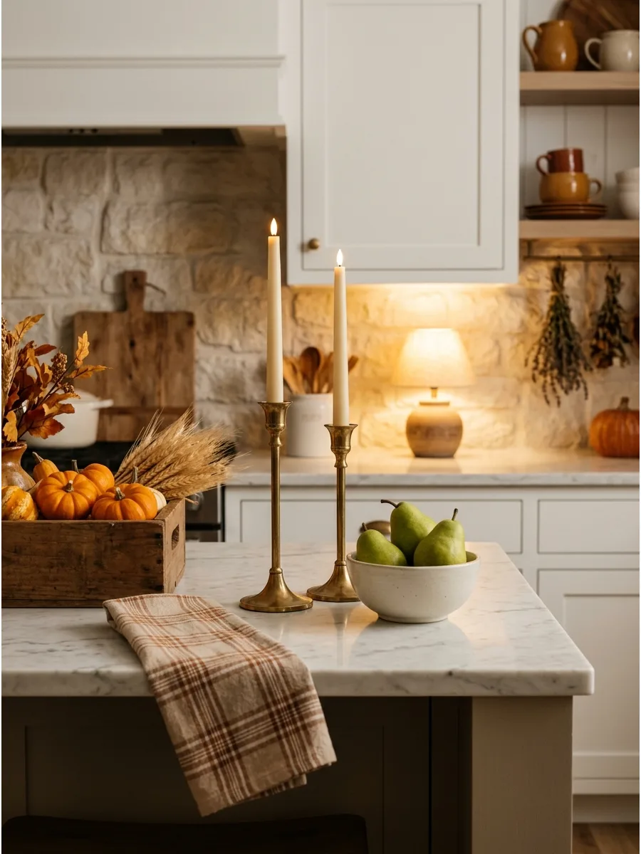 49. Brass Candlesticks and Pears