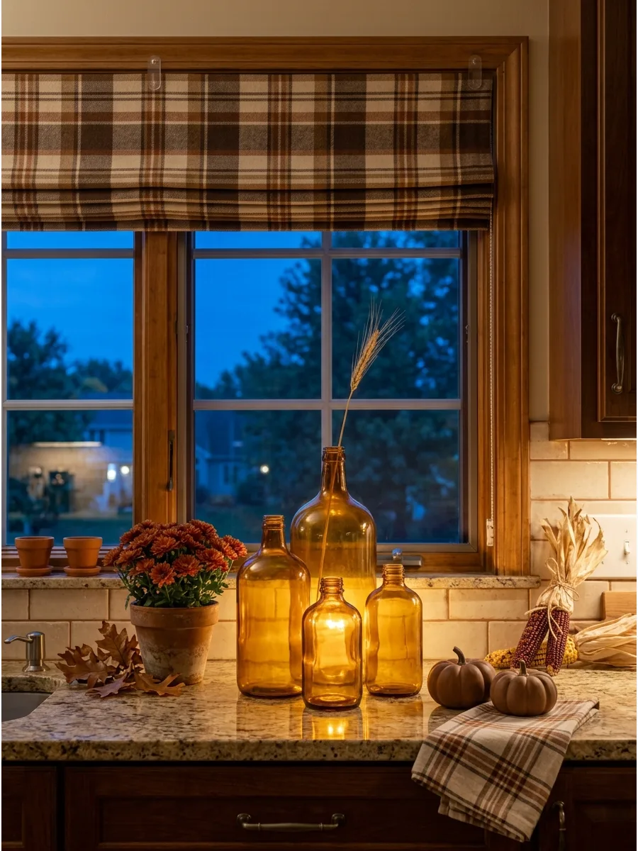 8. Amber Glass Bottle Arrangement