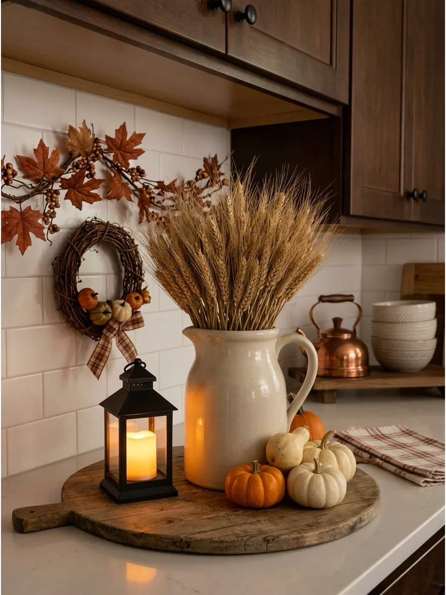 9. Stoneware Pitcher With Wheat