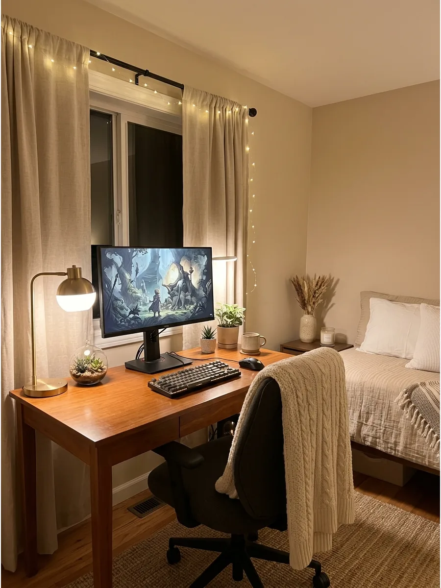 15. Warm LED Gaming Setup