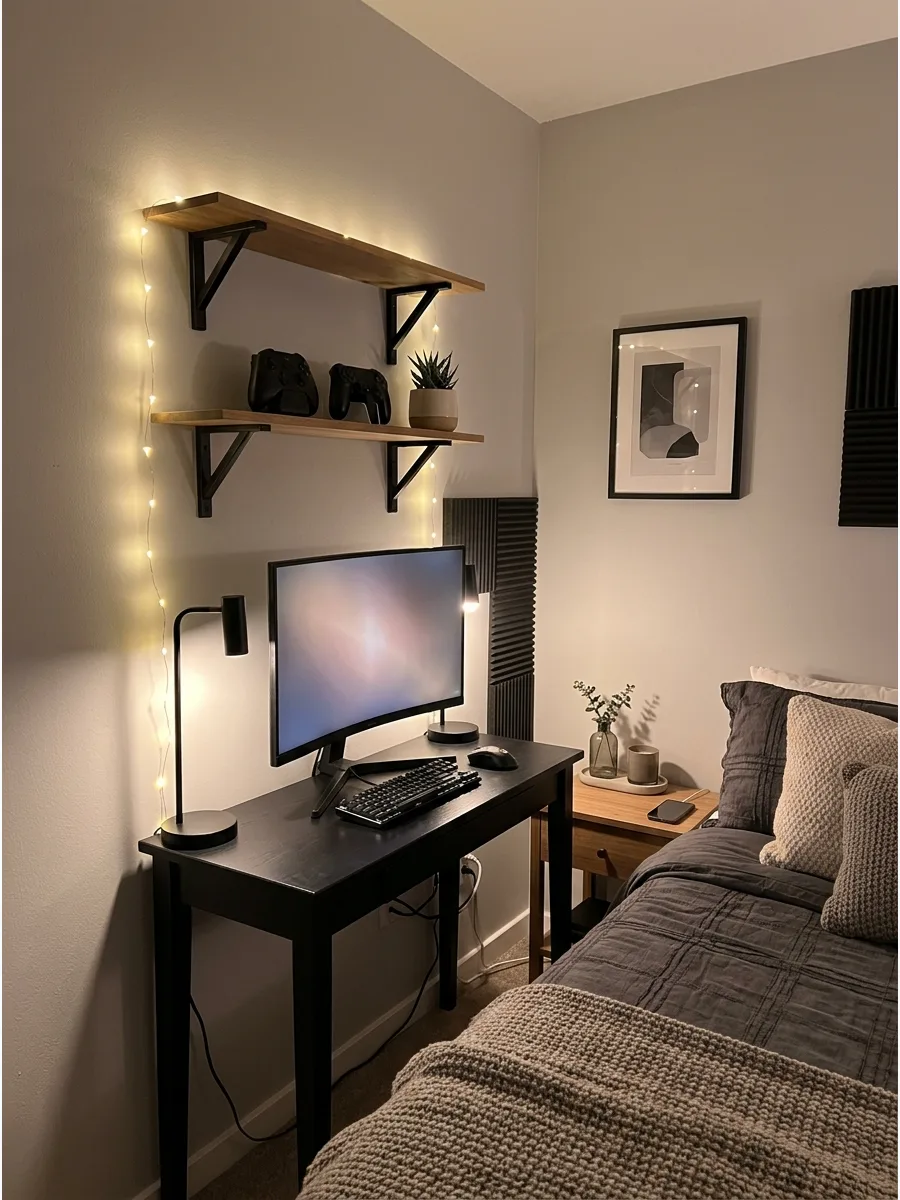 20. Narrow Gaming Desk Setup