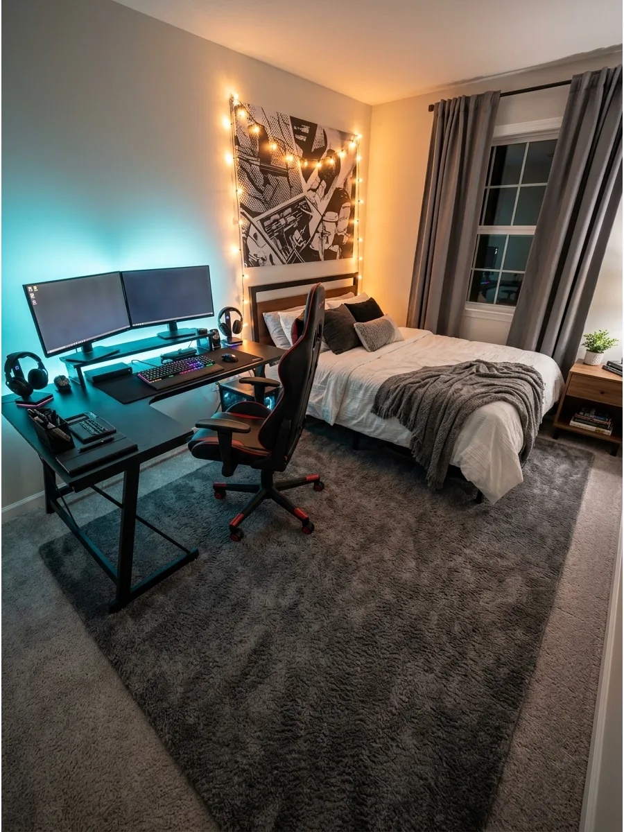 33. Gaming Bedroom Soft Rug