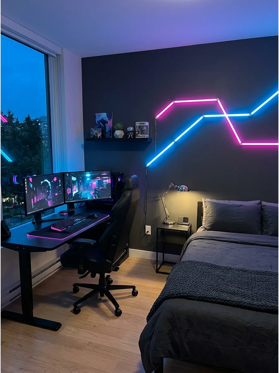 41. Cyberpunk Gaming Bedroom