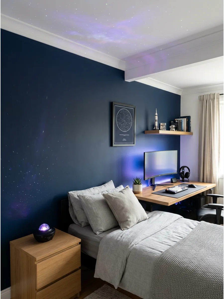 44. Space-Themed Gaming Bedroom