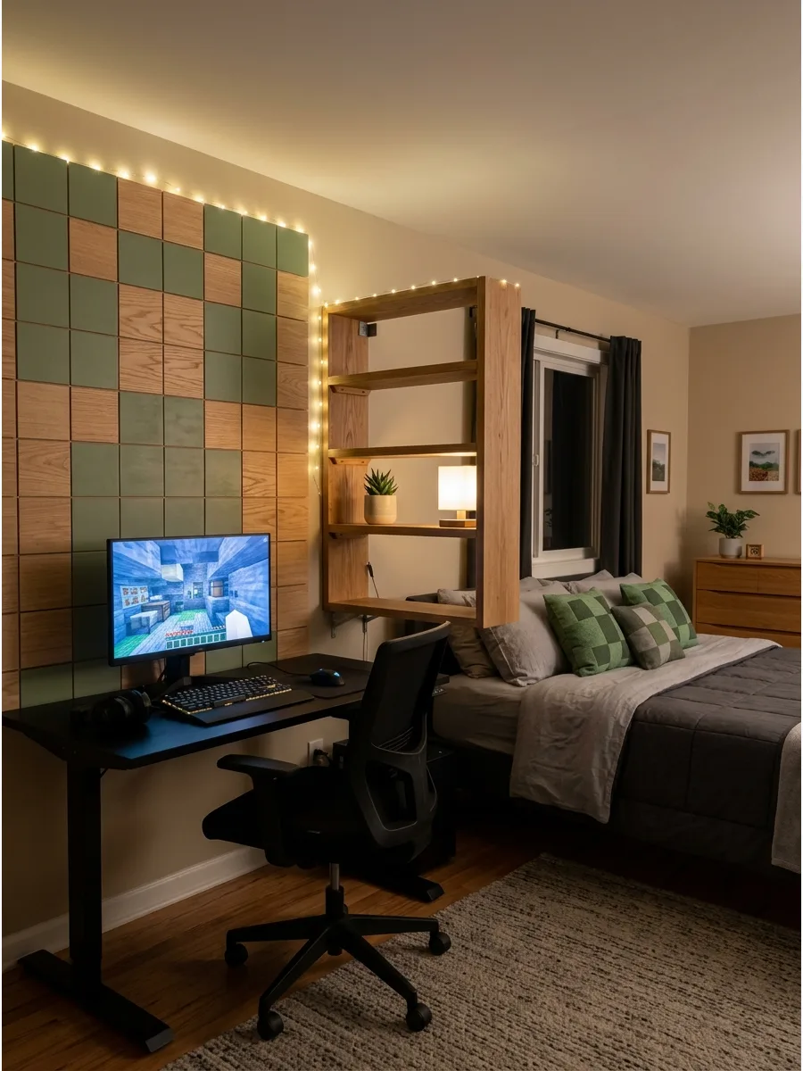46. Minecraft Inspired Gaming Room