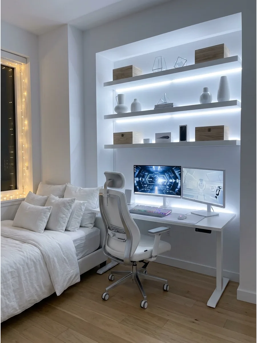 47. Futuristic White Gaming Room