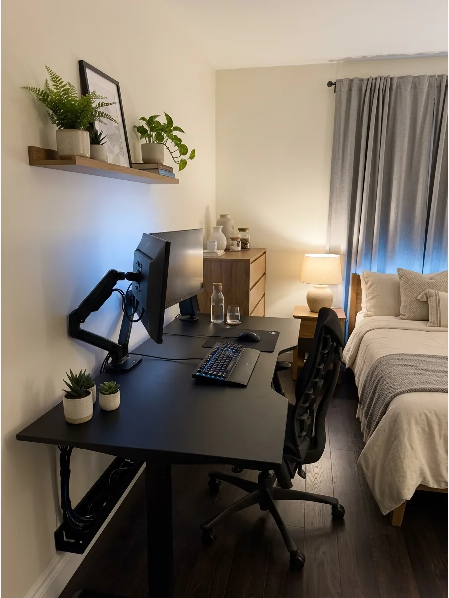 6. Matte Black Desk Setup