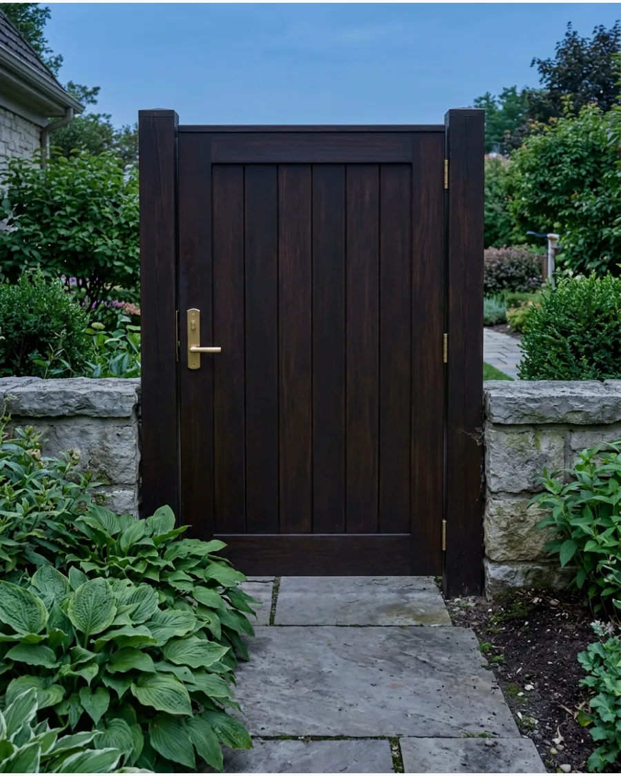 13. Dark-Stained Wood Gate