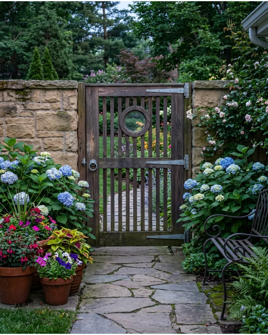19. Slatted Gate With a Small Window