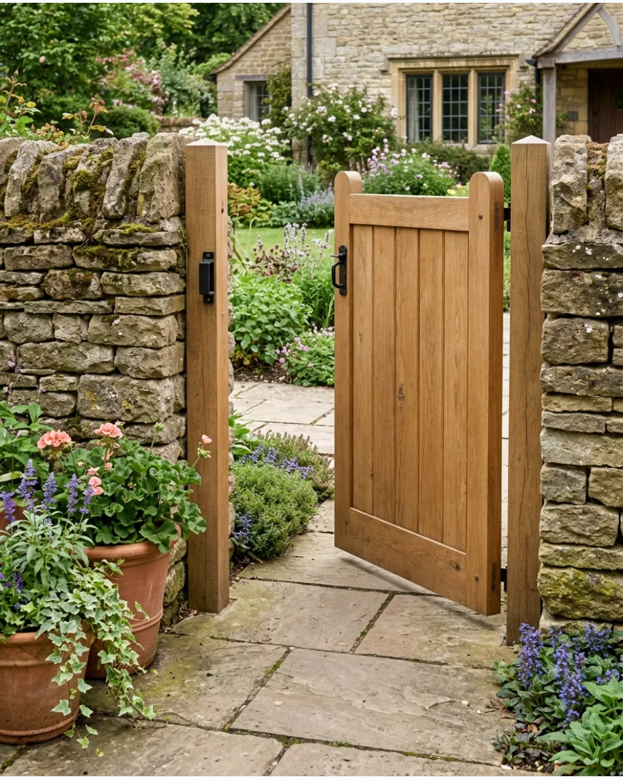 28. Garden Gate Between Stone Walls