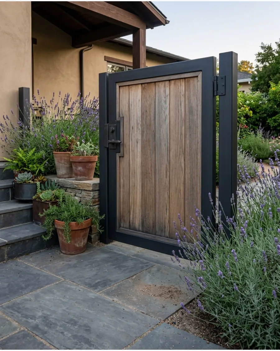 4. Wood-and-Steel Garden Gate