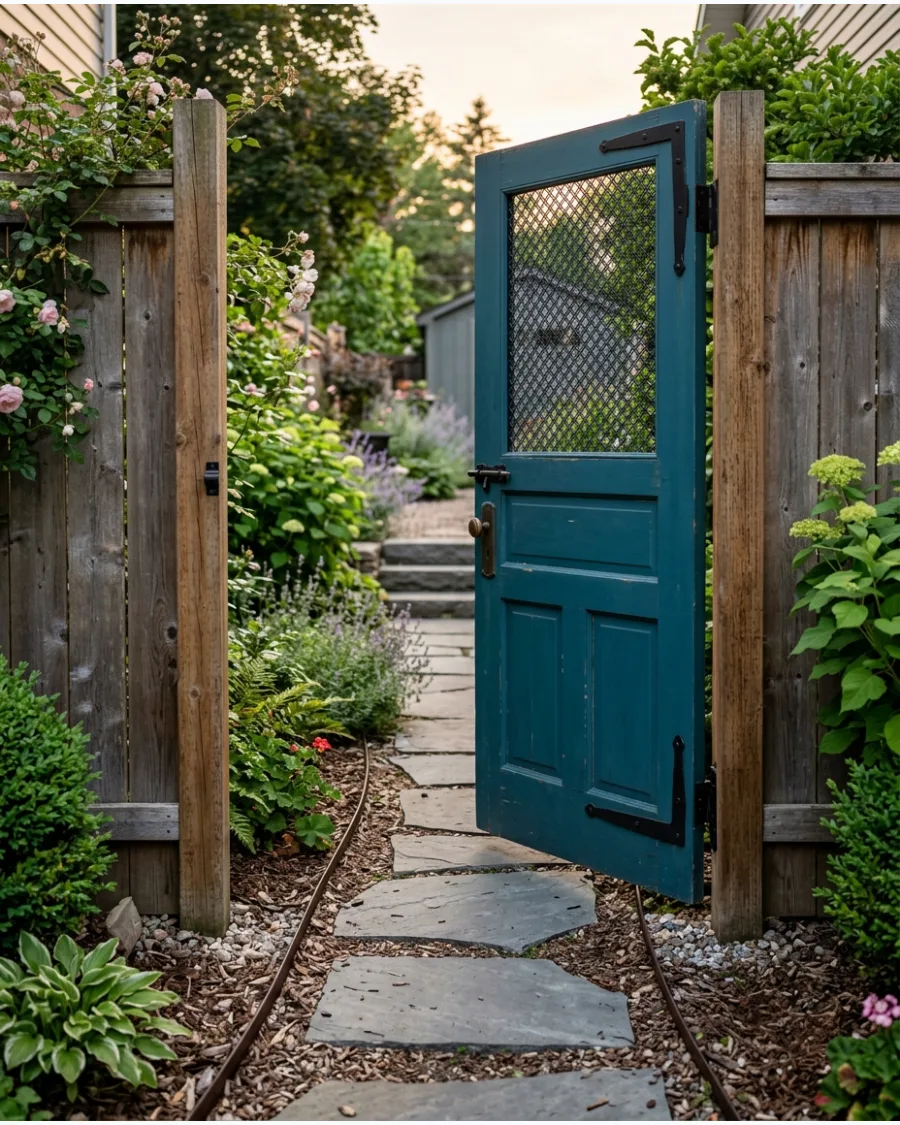 50. Repurposed Vintage-Door Gate
