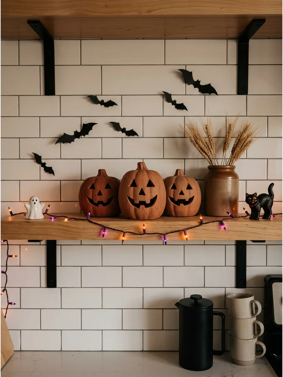 14. Decorate With Terracotta Halloween Pumpkins