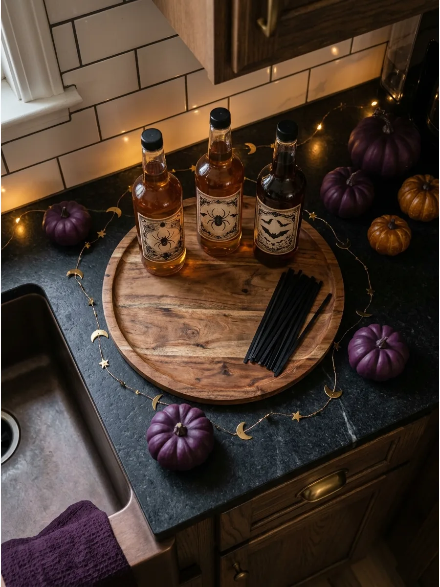 19. Add Halloween Syrup Bottle Labels