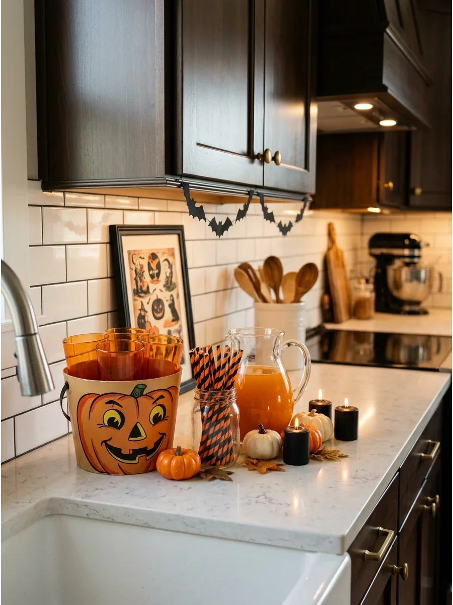 22. Style a Vintage Halloween Beverage Station