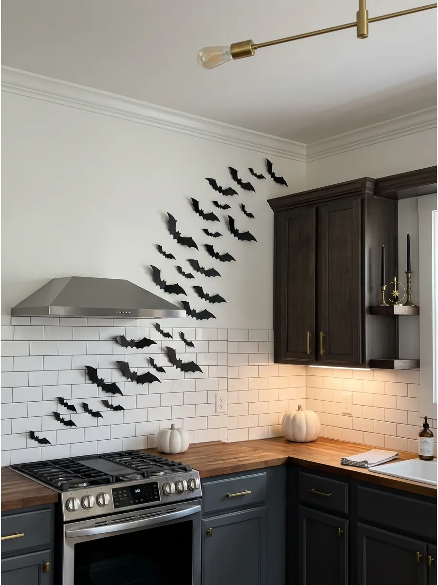 3. Add Flying Bats Across the Backsplash