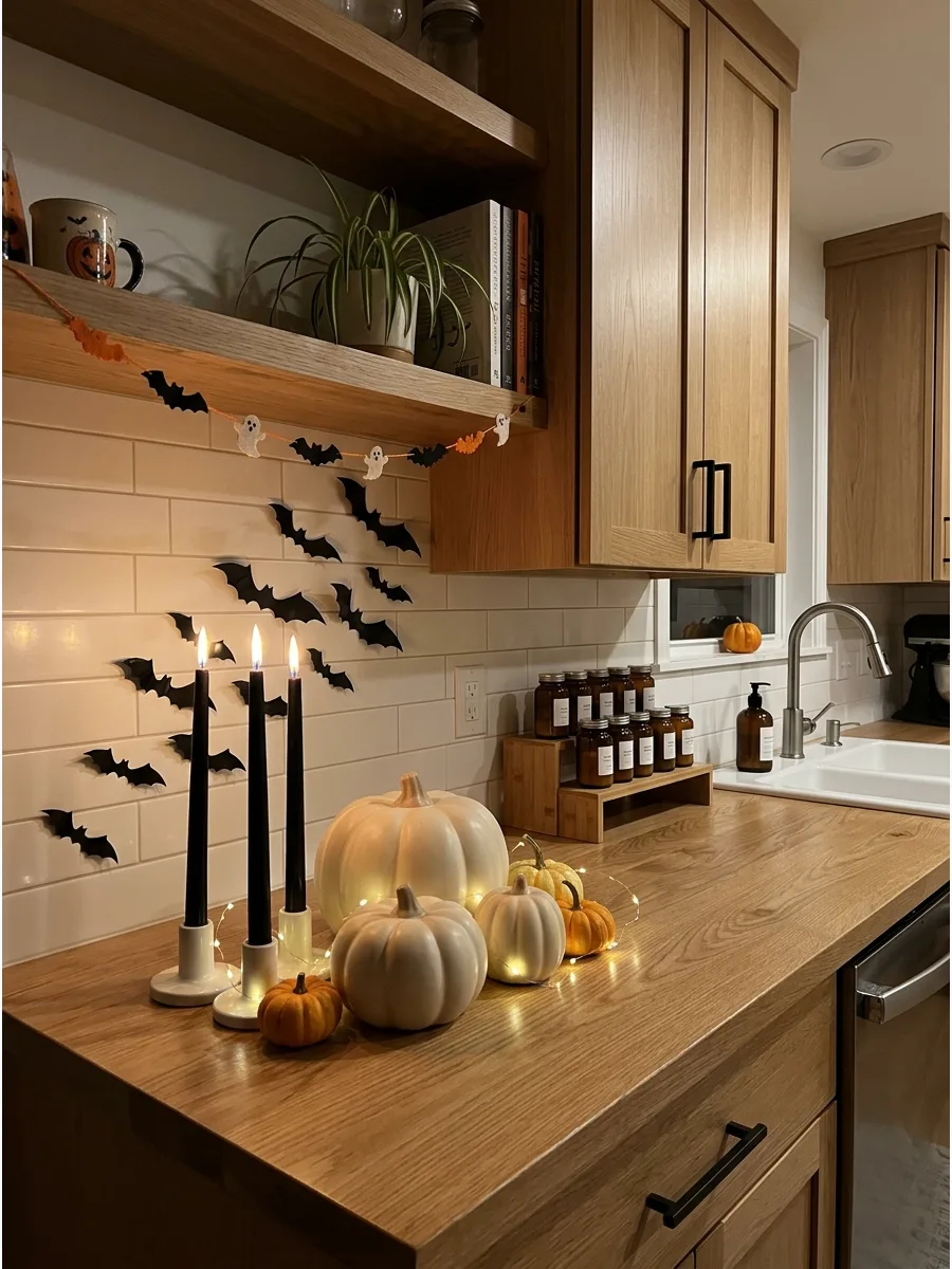 6. Use Cream Pumpkins and Black Candles