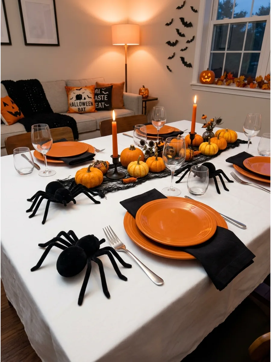19. Plush Velvet Spider Accents