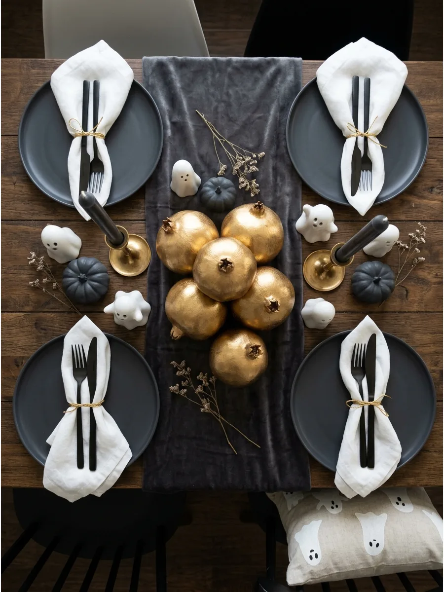 24. Metallic Gilded Pomegranate Centerpiece