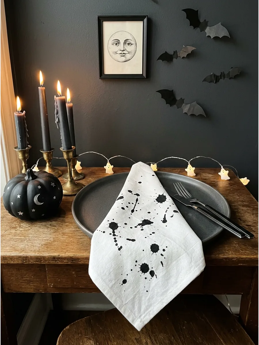 30. Splattered Ink White Napkins