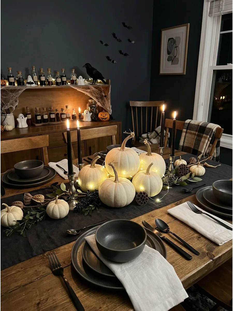 32. Bleached White Pumpkin Cluster